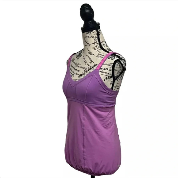 Lululemon Speed Tank Top Women’s 6 Purple Criss Cross Back Built-In Bra Athletic - Picture 4 of 9